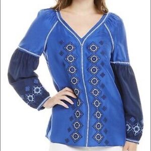 Tory Burch Blue Embroidered Top